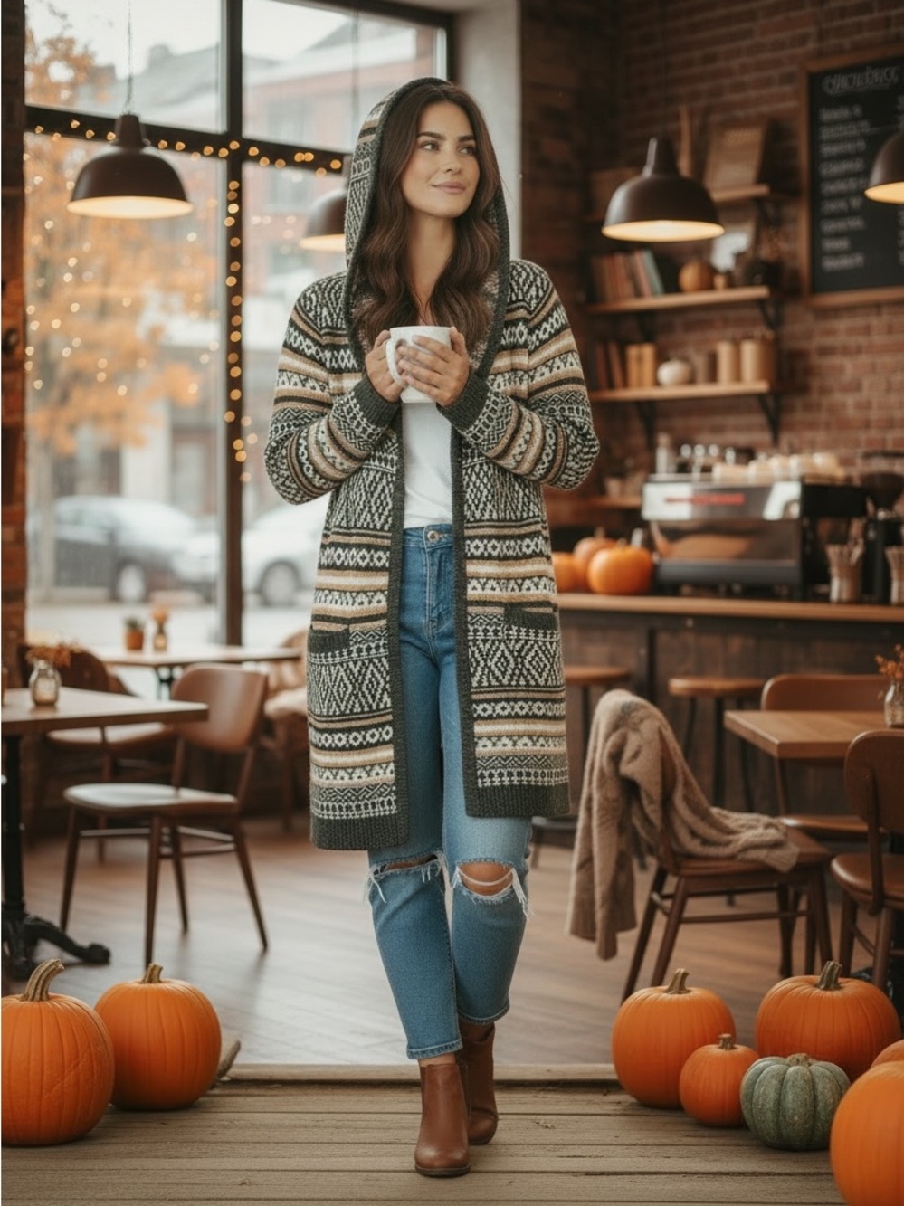 Cozy Hooded Monteau Los Angeles Open-Front Cardigan Sweater